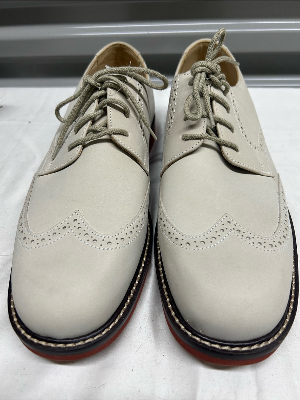 Johnston & Murphy Men's Beige Wingtip Derby Oxfords